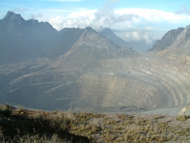 The Grasberg open pit in the mountains of Papua, Indonesia.