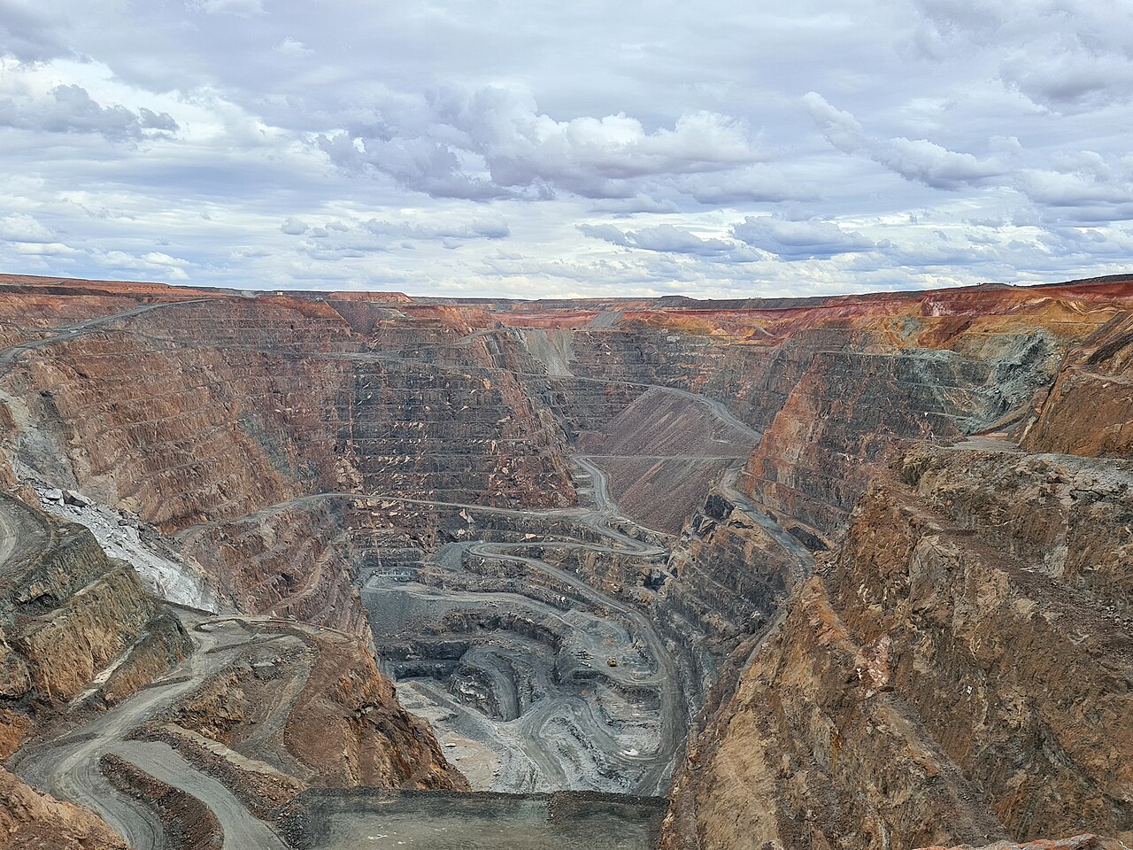 The Super Pit gold mine at Kalgoorlie, Western Australia, an open cut seen from the rim.